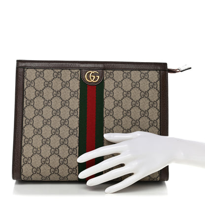 Gucci GG Supreme Monogram Web Ophidia Pouch Brown 2 of 9