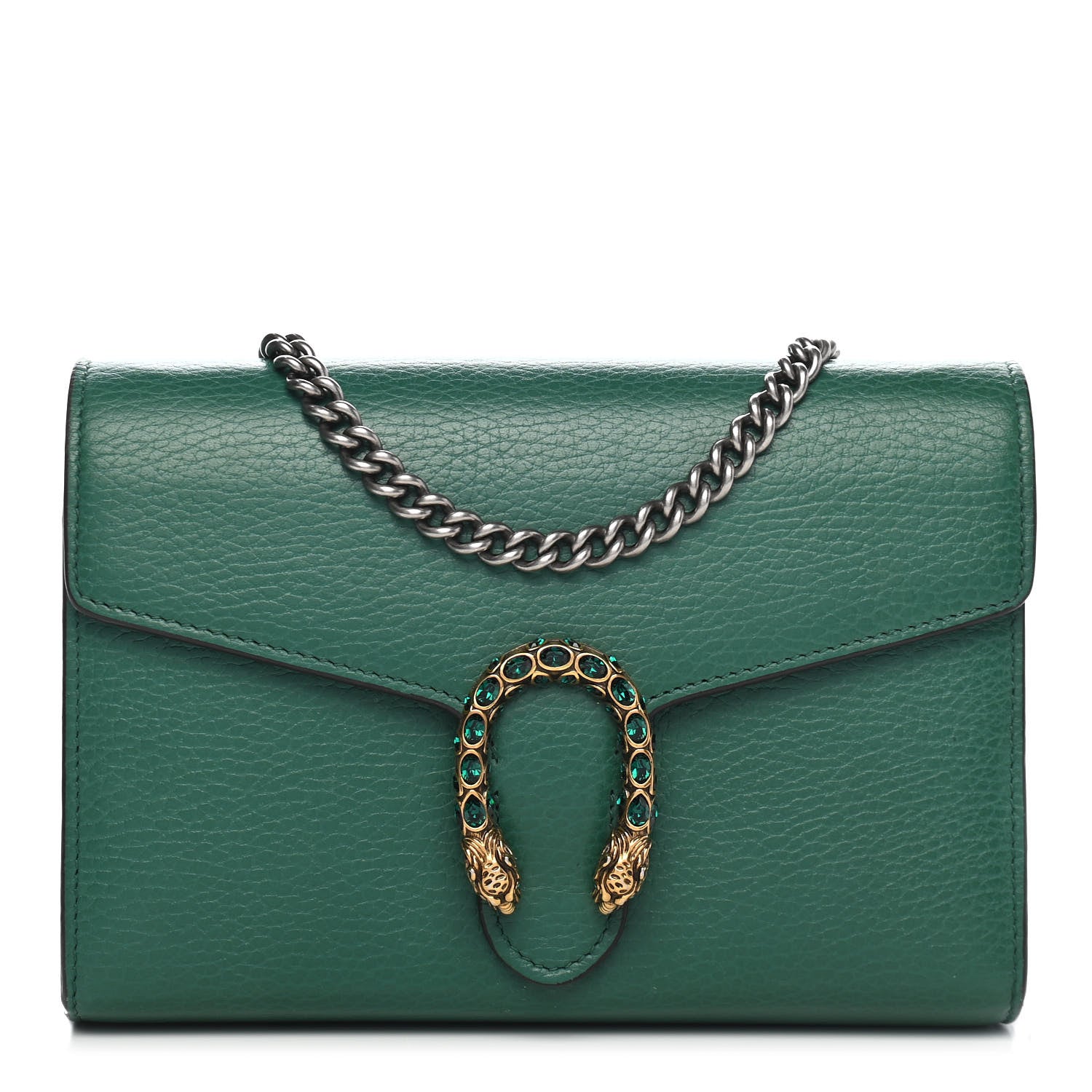 Gucci Calfskin Mini Dionysus Chain Wallet Emerald 1 of 9