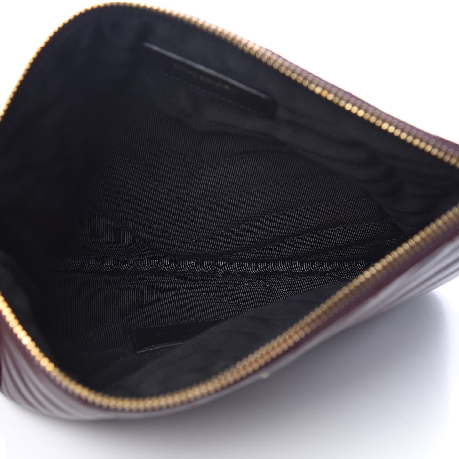 Saint Laurent Calfskin Matelasse Chevron Monogram A5 Wristlet Bordeaux 5 of 10