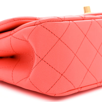 Chanel Lambskin Quilted Mini Rectangular Sweet Camellia Flap Coral 9 of 11