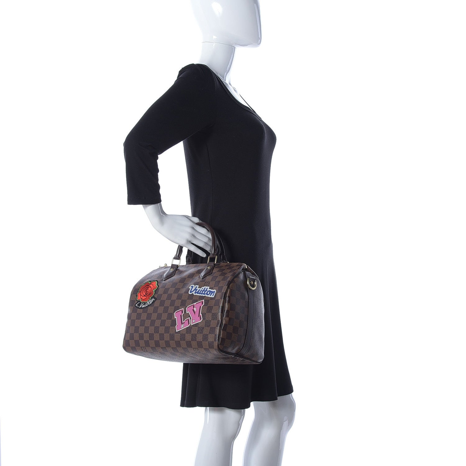 Louis Vuitton Damier Ebene Patches Speedy Bandouliere 30 3 of 12