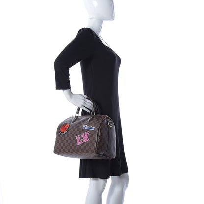 Louis Vuitton Damier Ebene Patches Speedy Bandouliere 30 3 of 12