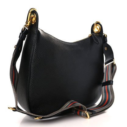 Prada Vitello Daino Zippered Messenger Hobo Black 3 of 8