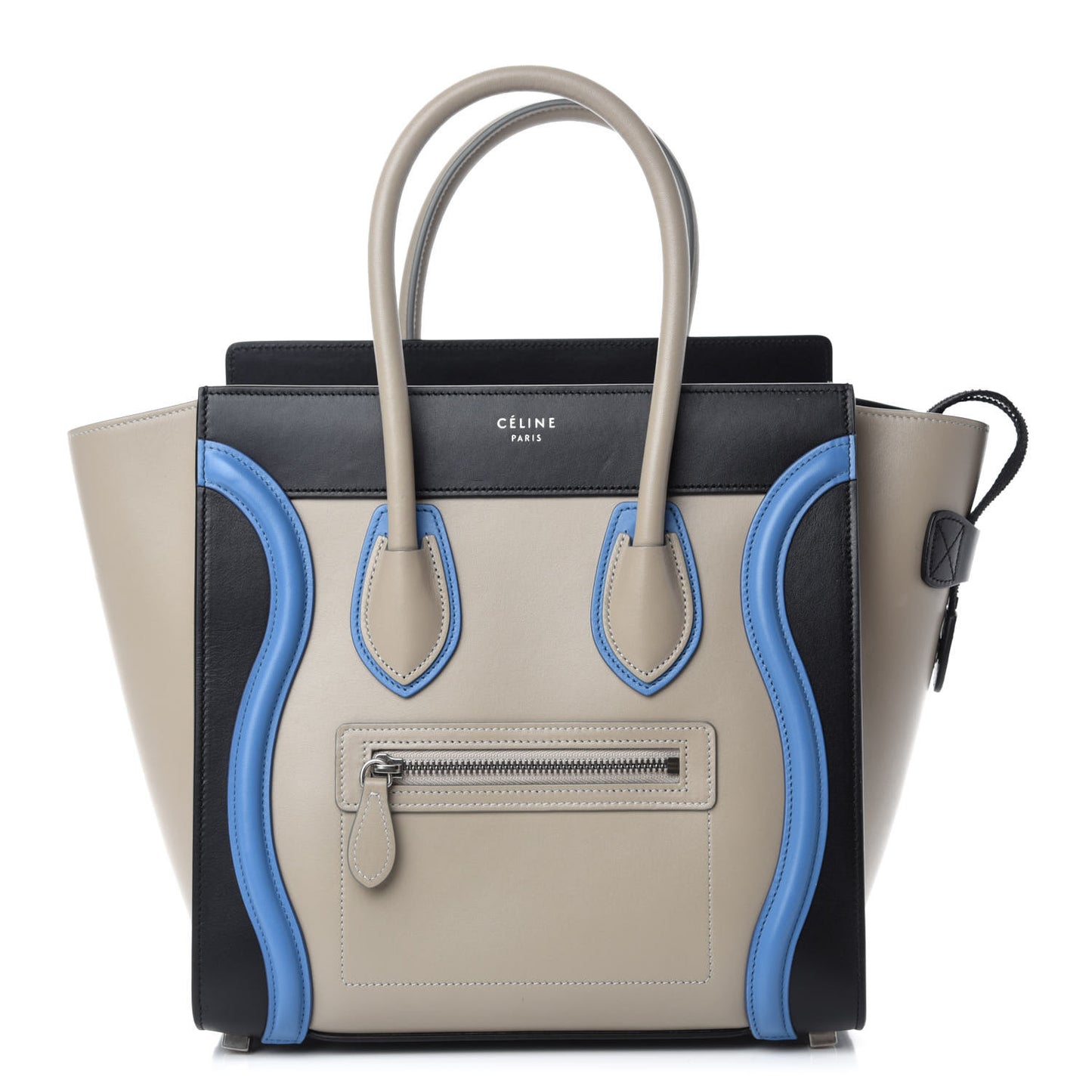 Shiny Smooth Calfskin Micro Tri-Color Luggage Quartz