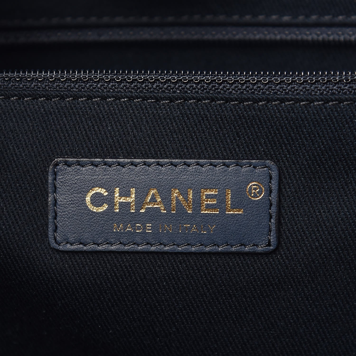 Chanel Lurex Canvas Small Deauville Tote Navy Blue Gold 6 of 10