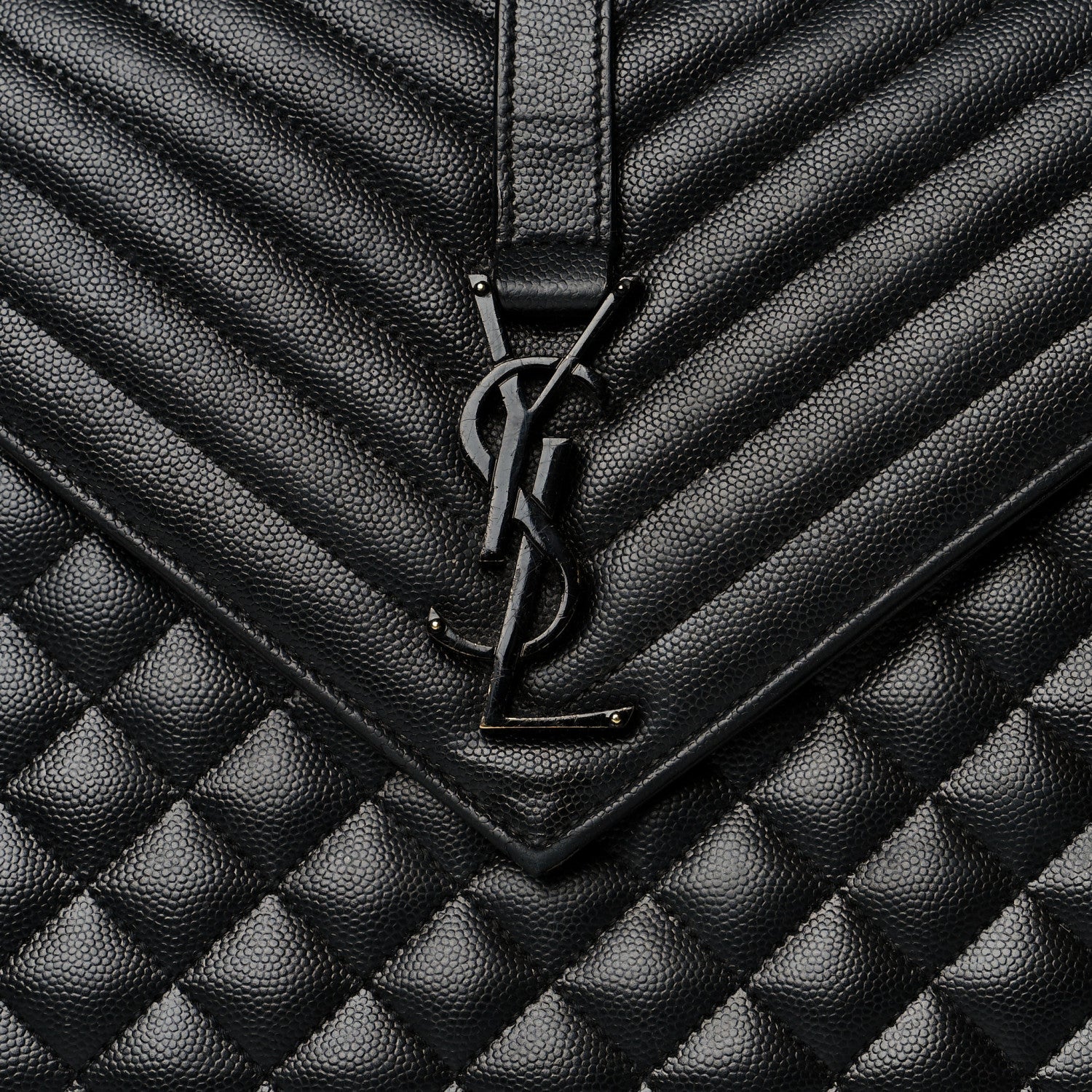 Saint Laurent Grain De Poudre Textured Mixed Matelasse Large Triquilt Monogram Monochrome Satchel Black 8 of 12