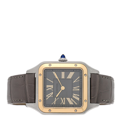 Cartier Stainless Steel 18K Yellow Gold Alligator 31.4mm Santos Dumont Quartz Watch Grey 2 of 5