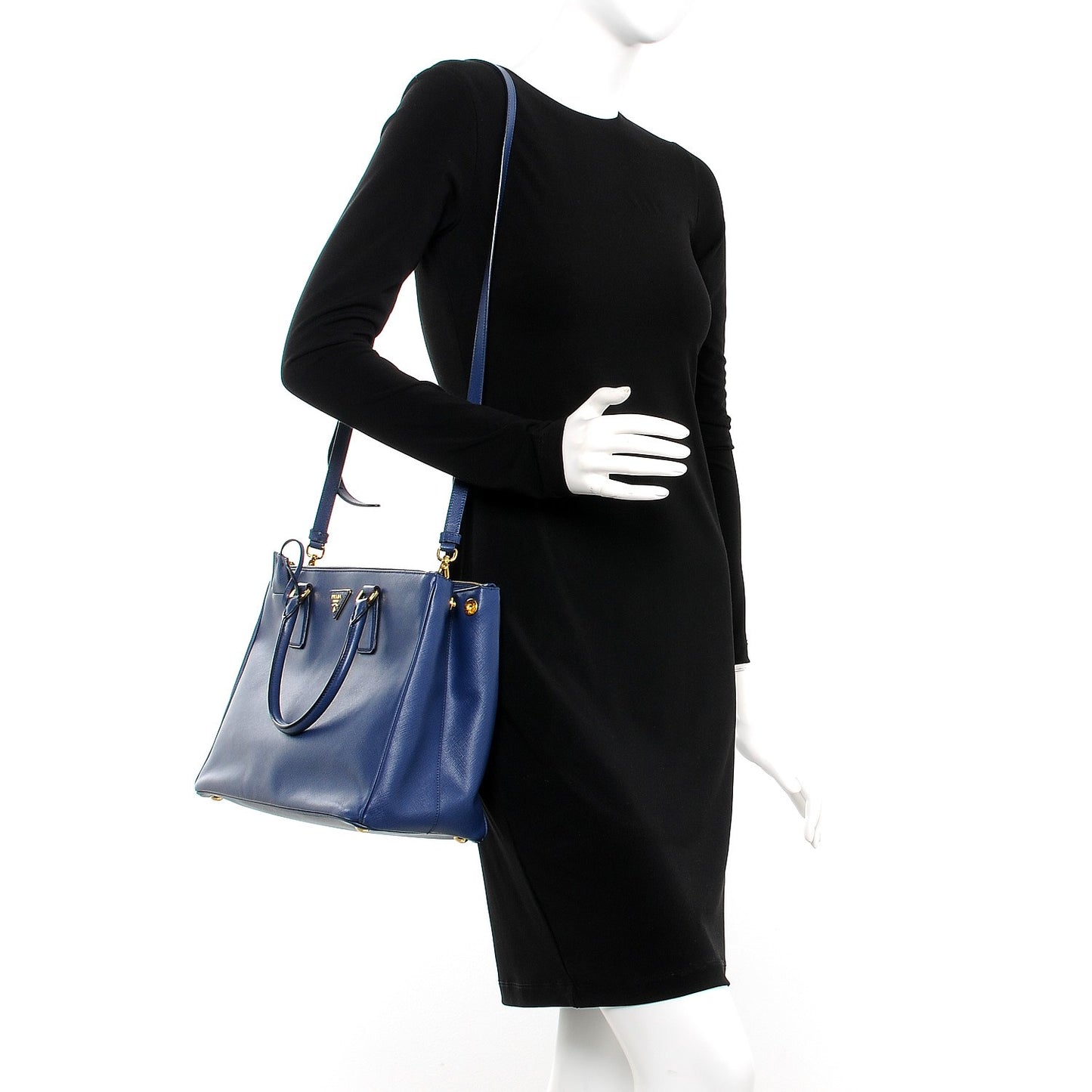 Saffiano Medium Galleria Double Zip Tote Bluette