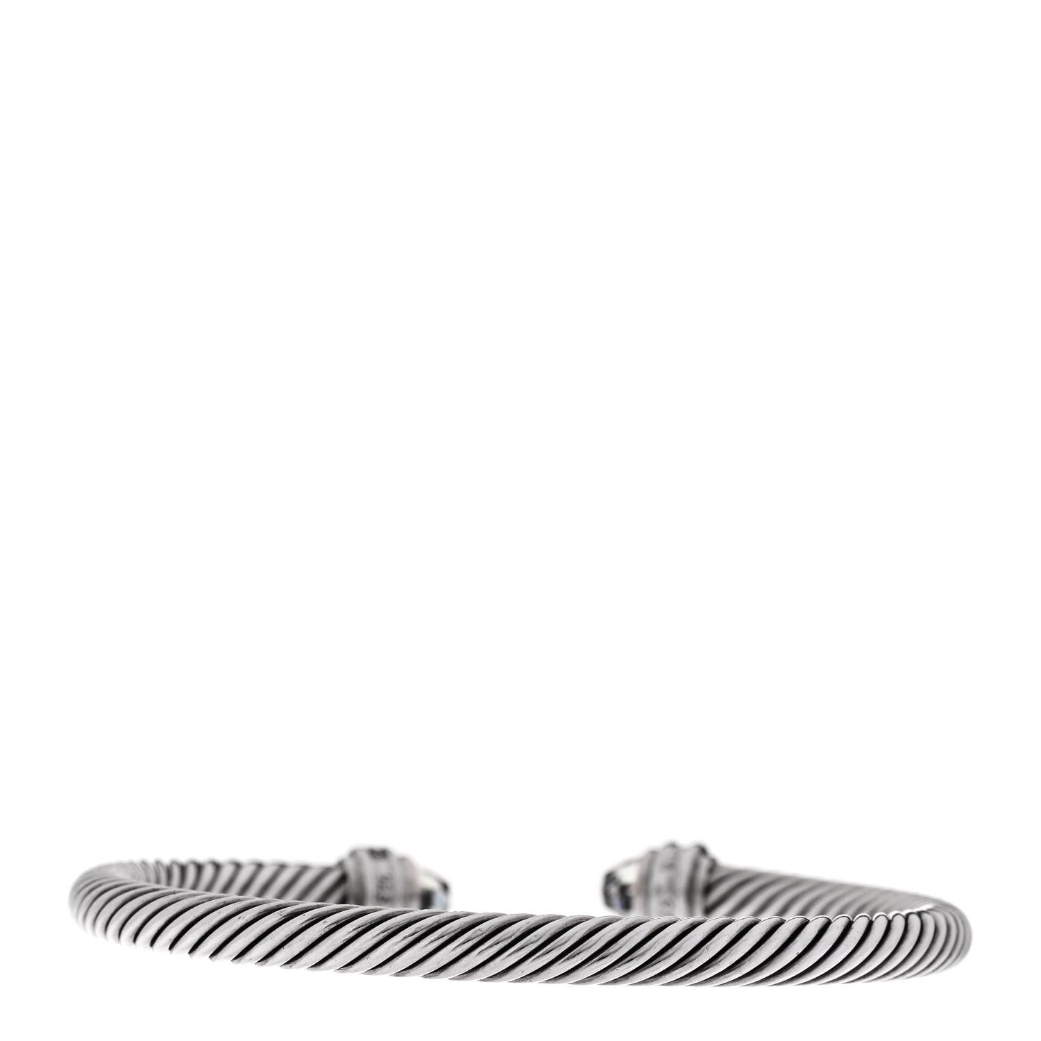 David Yurman Sterling Silver Diamond Prasiolite 5mm Cable Classics Bracelet 2 of 4