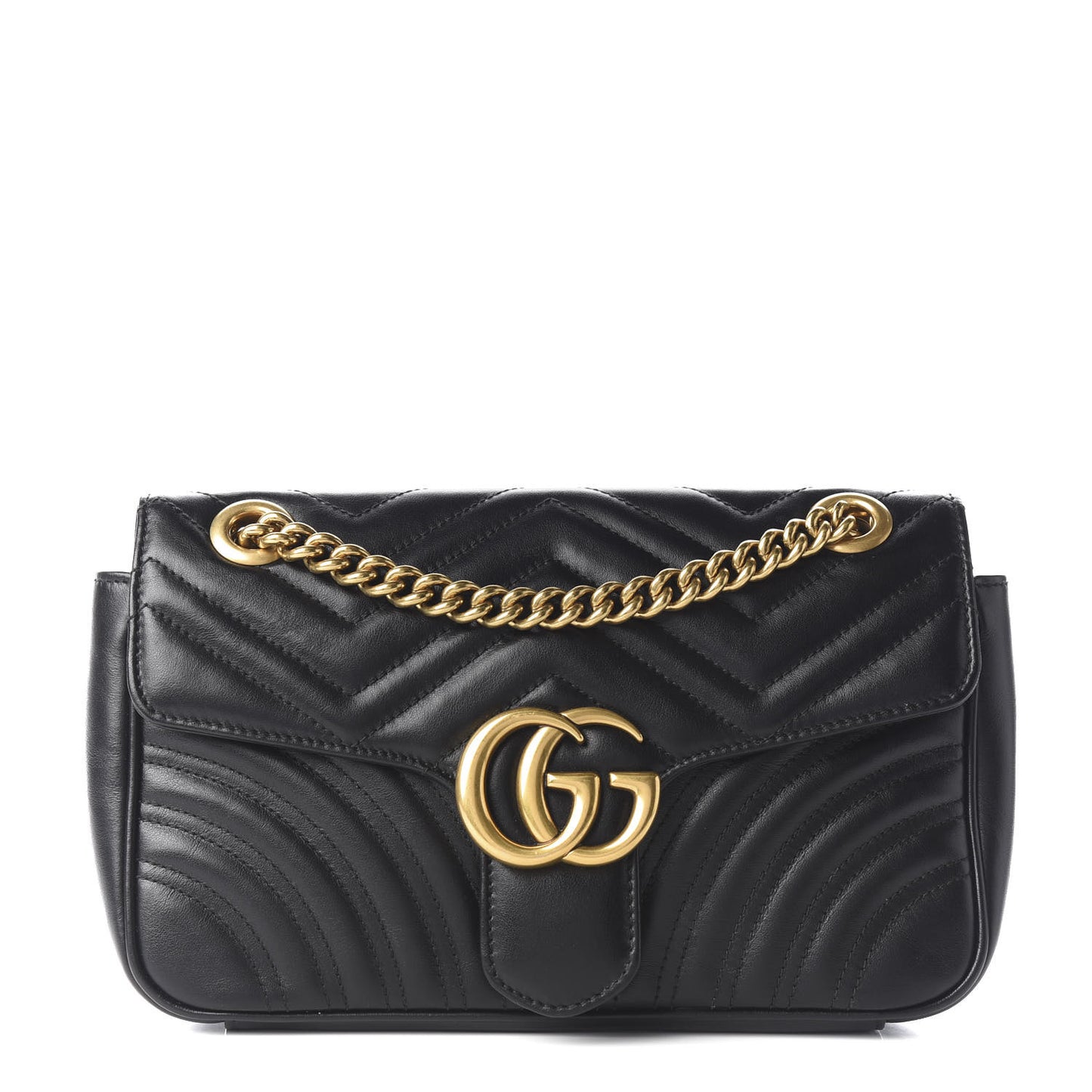 Calfskin Matelasse Small GG Marmont Shoulder Bag Black