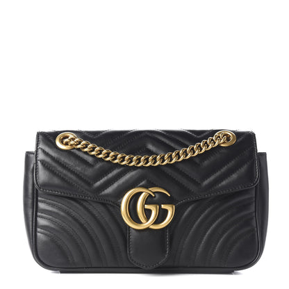 Gucci Calfskin Matelasse Small GG Marmont Shoulder Bag Black 1 of 9