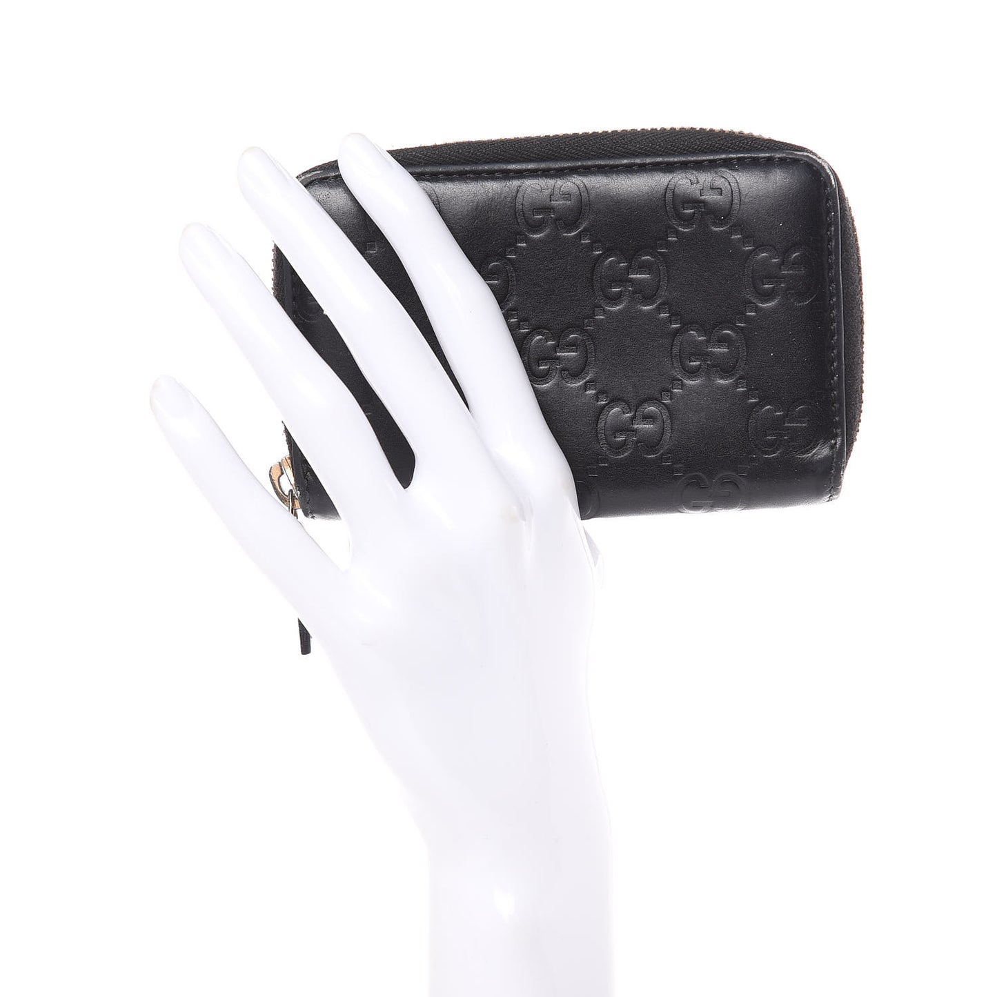 Guccissima Zip Around Card Case Black