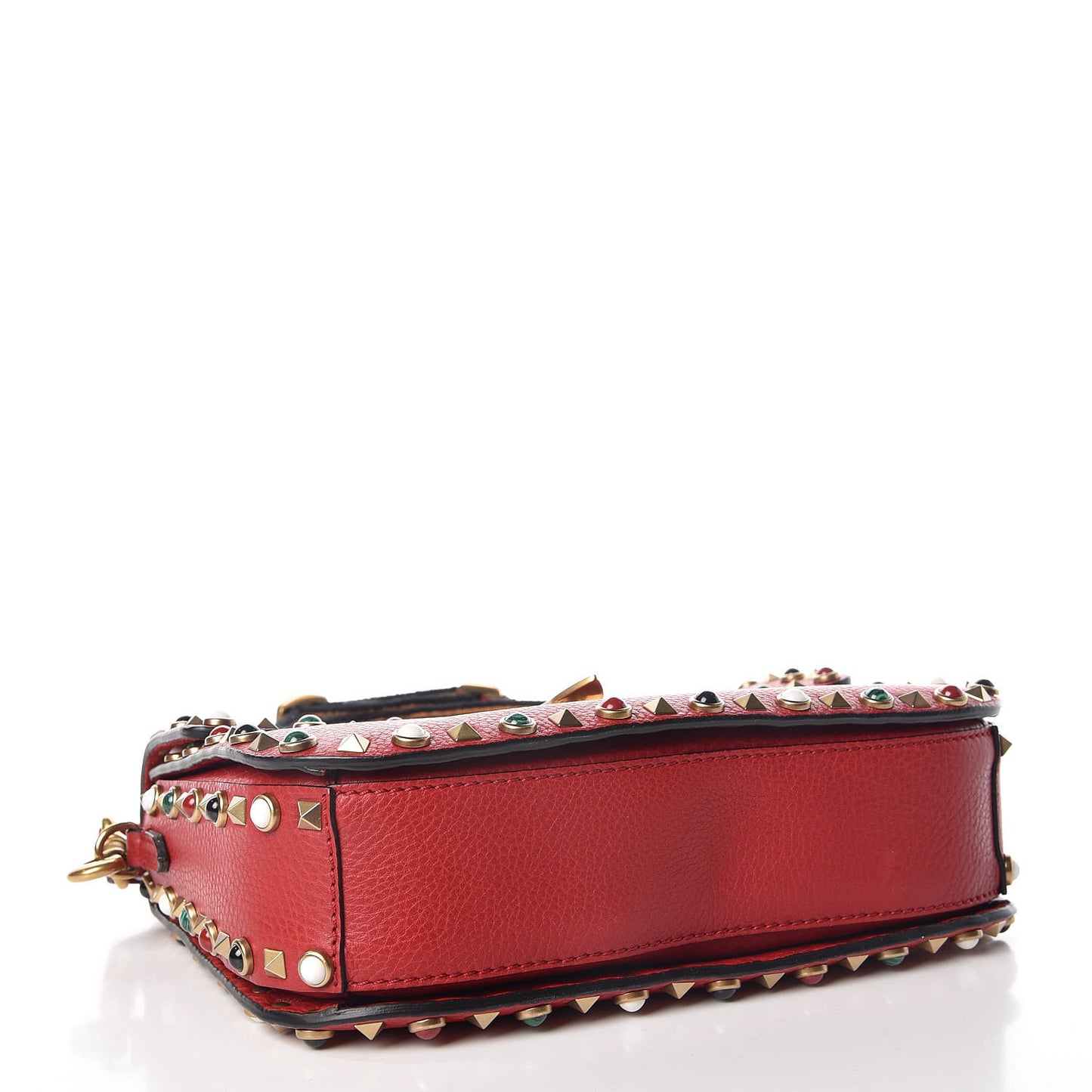 Calfskin Enchanted Wonderland Medium Guitar Strap Rockstud Rolling Flap Saddle Bag Rosso Valentino