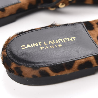 Saint Laurent Calf Hair Embellished Kiki Sandals 38.5 Leopard 6 of 8