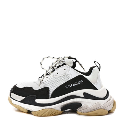 Balenciaga Fabric Mesh Womens Triple S Sneakers 40 White Black 1 of 9
