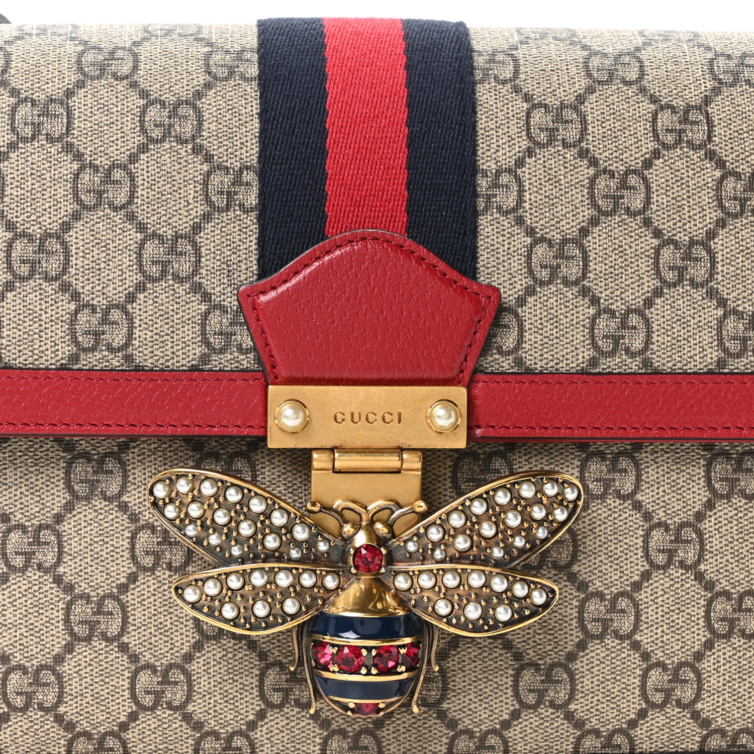 Gucci GG Supreme Monogram Medium Queen Margaret Shoulder Bag Red 8 of 10