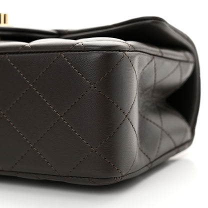 Chanel Lambskin Quilted Mini Top Handle Rectangular Flap Dark Brown 10 of 12