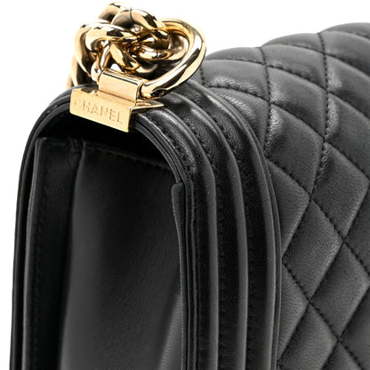 Chanel Lambskin Quilted Medium Boy Flap Black 15 of 15