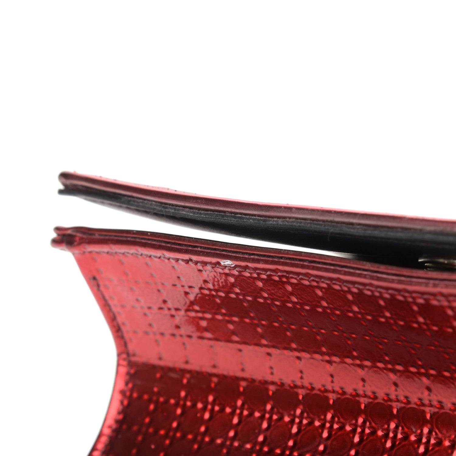 Christian Dior Metallic Patent Micro-Cannage Small Diorama Flap Bag Red 7 of 13