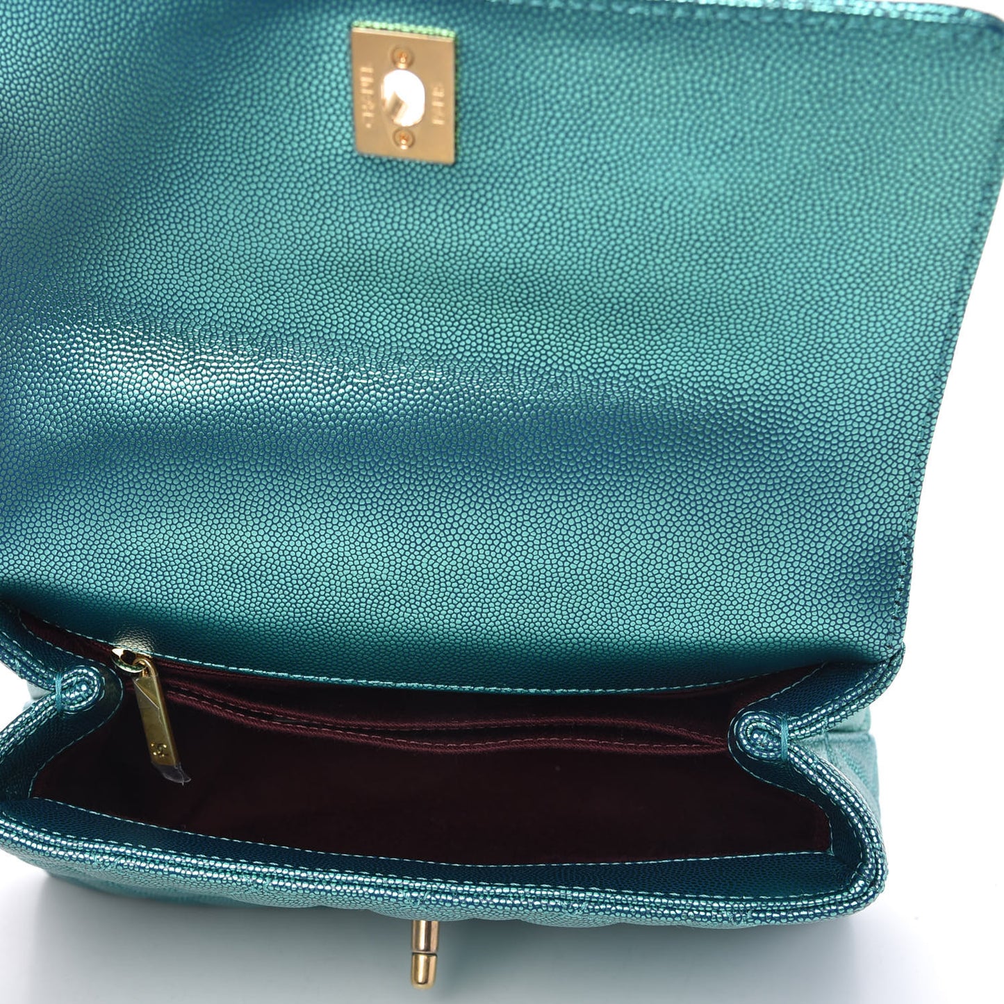Metallic Caviar Quilted Mini Coco Handle Flap Blue
