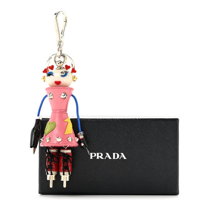 Prada Saffiano Giulietta Robot Trick Keychain Begonia 4 of 4
