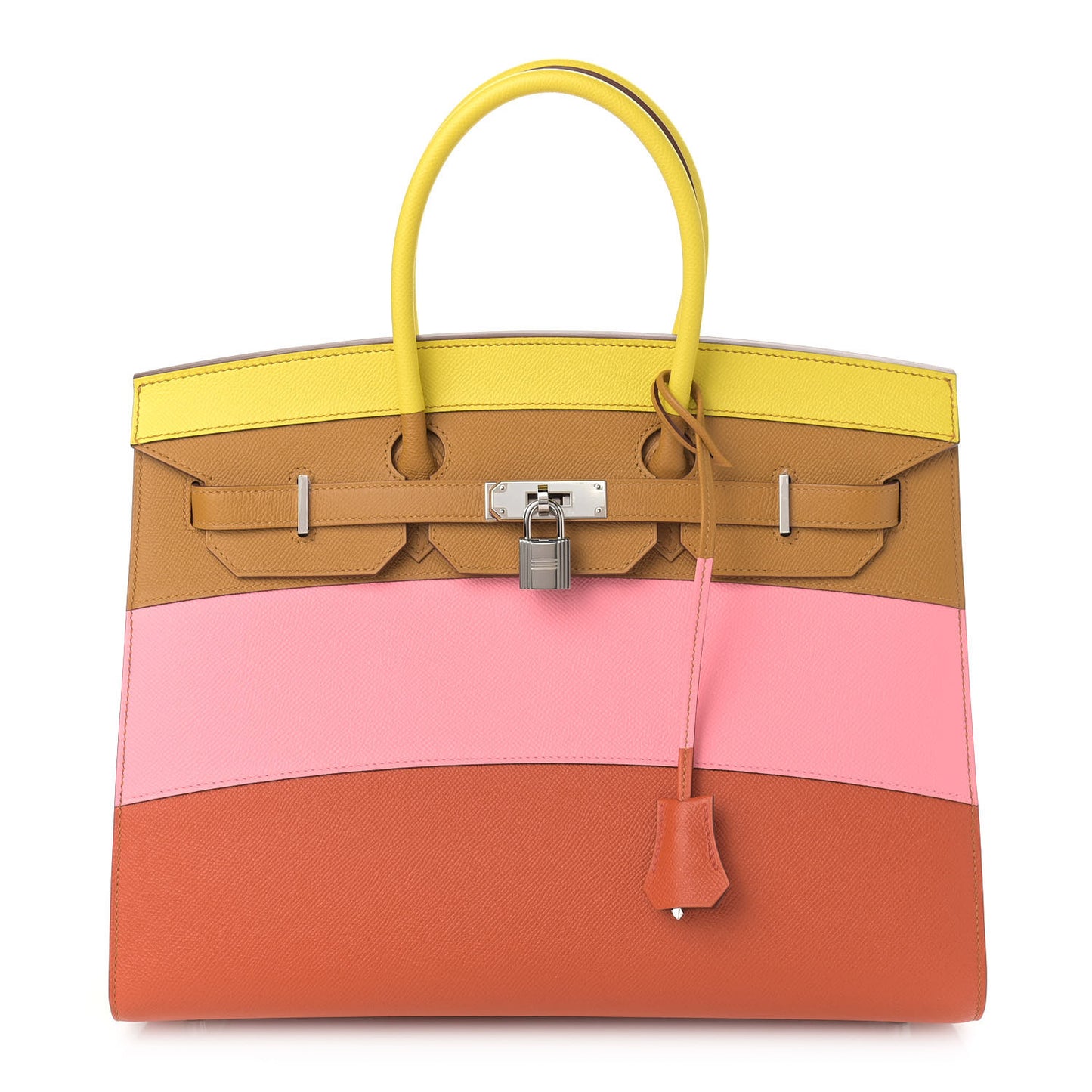 Epsom Sunrise Birkin Sellier 35 Lime Sesame Rose Confetti Terre Battue