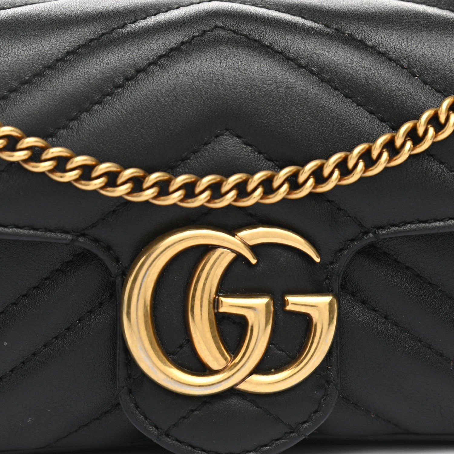 Gucci Calfskin Matelasse Super Mini GG Marmont Shoulder Bag Black 8 of 11