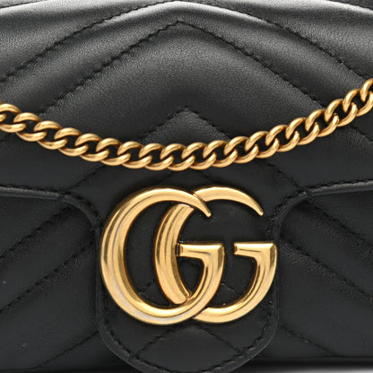 Gucci Calfskin Matelasse Super Mini GG Marmont Shoulder Bag Black 8 of 11