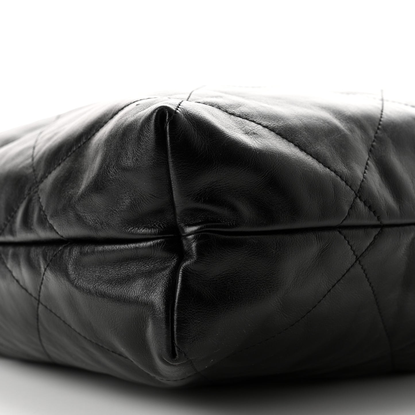 Shiny Calfskin Quilted Large Chanel 22 Black