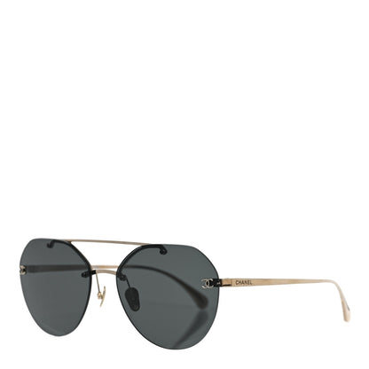 Chanel Titanium CC Pilot Aviator Sunglasses 4272-T Black Gold 1 of 6