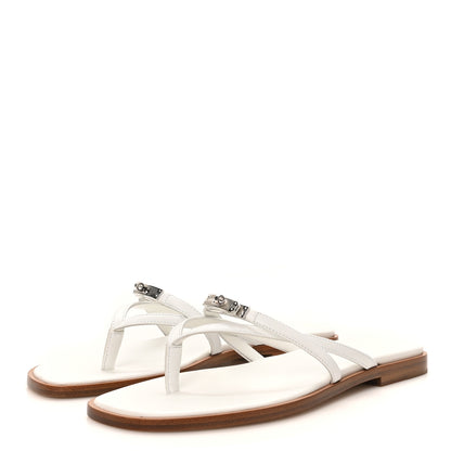 Hermes Calfskin Miss Sandals 36 White 4 of 9