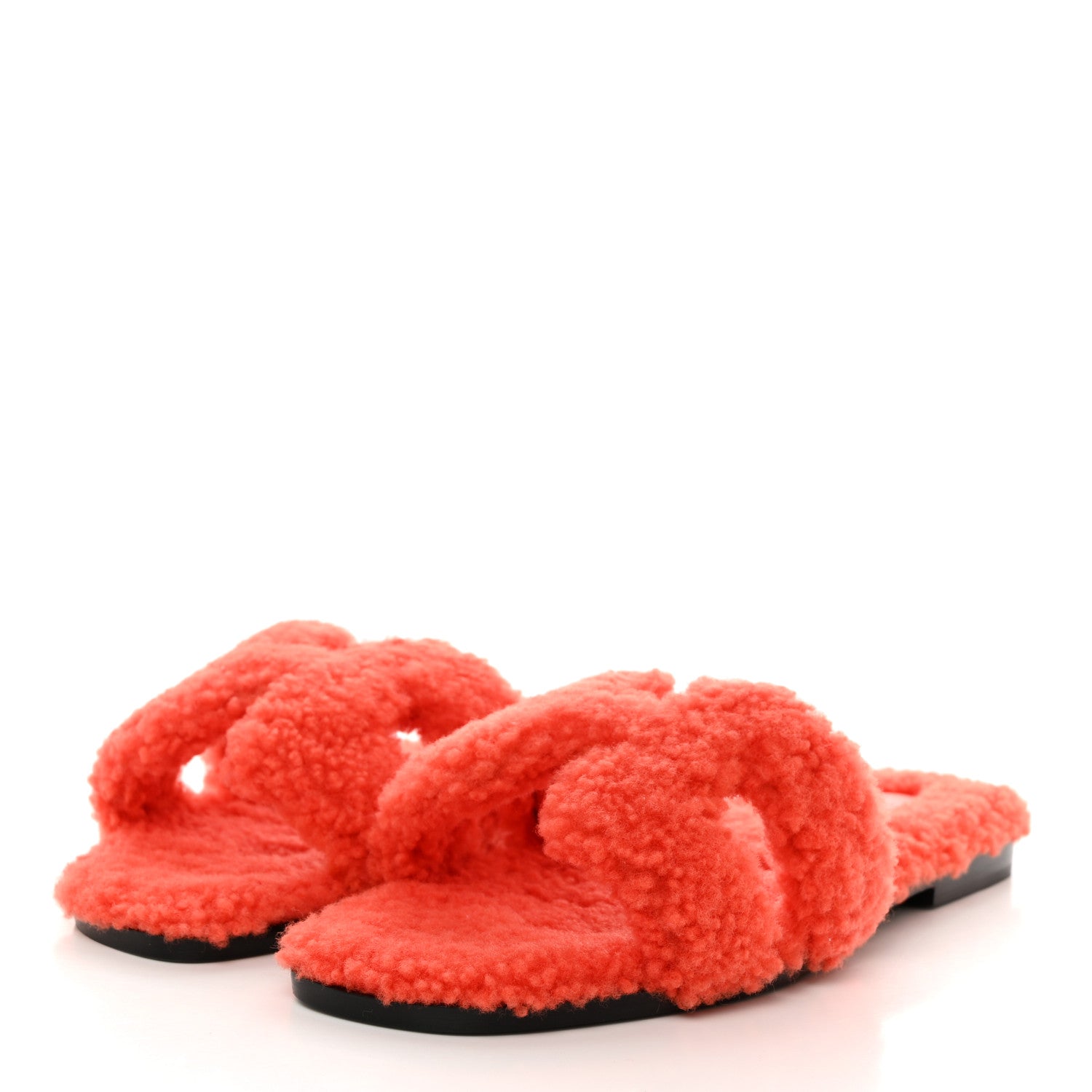 Hermes Woolskin Oran Sandals 37 Orange 3 of 8
