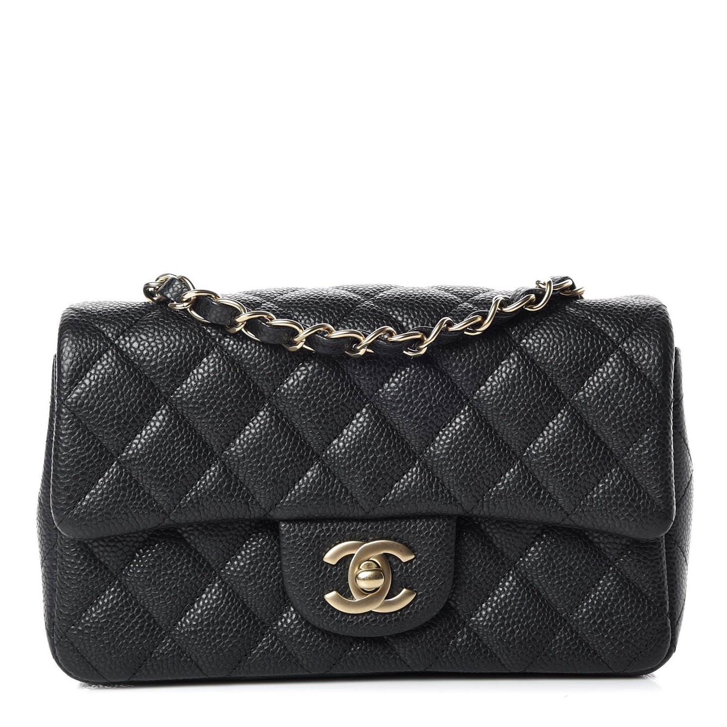 Caviar Quilted Mini Rectangular Flap Dark Charcoal