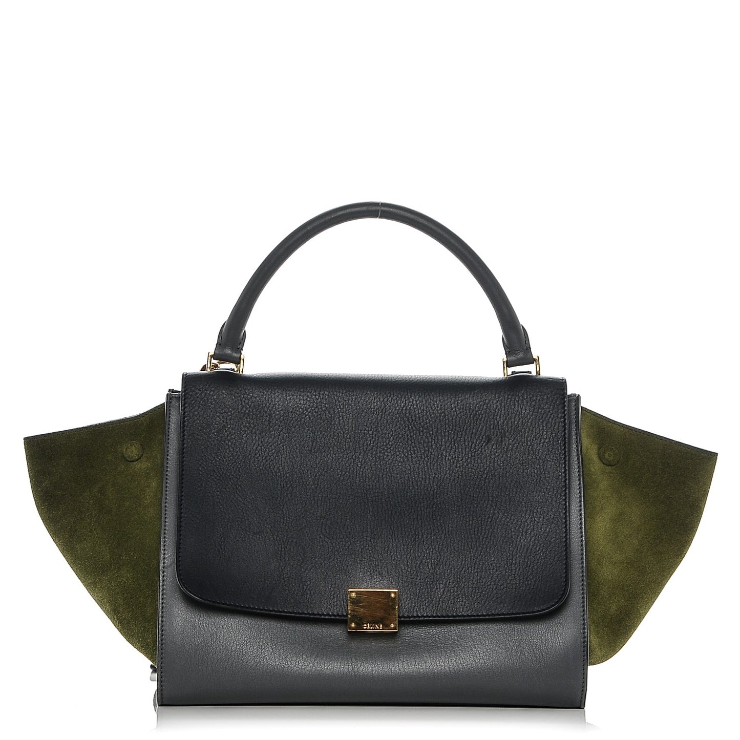 Calfskin Suede Medium Tri-Color Trapeze Navy