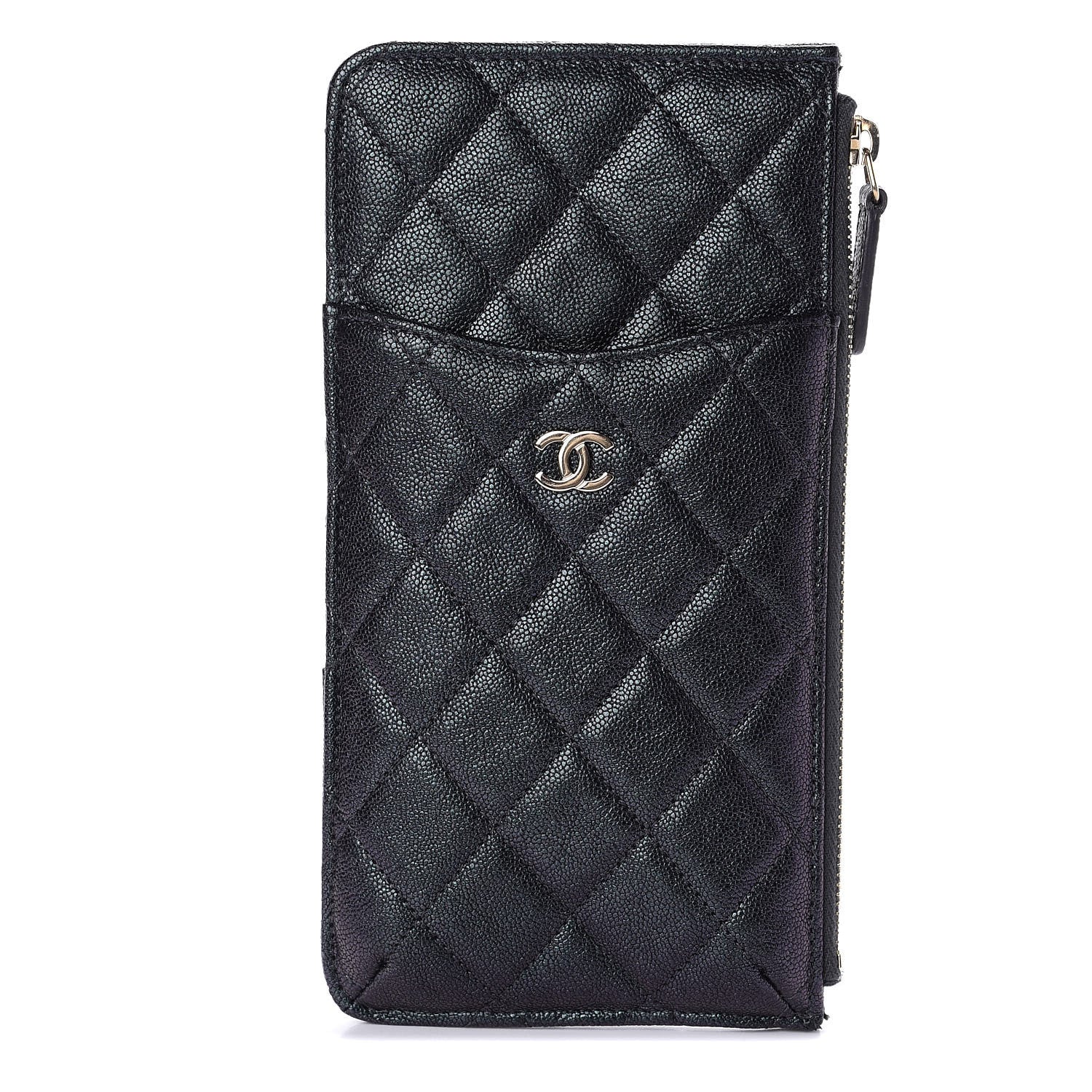 Chanel Iridescent Caviar Quilted Classic Flat Wallet Pouch Black 1 of 9