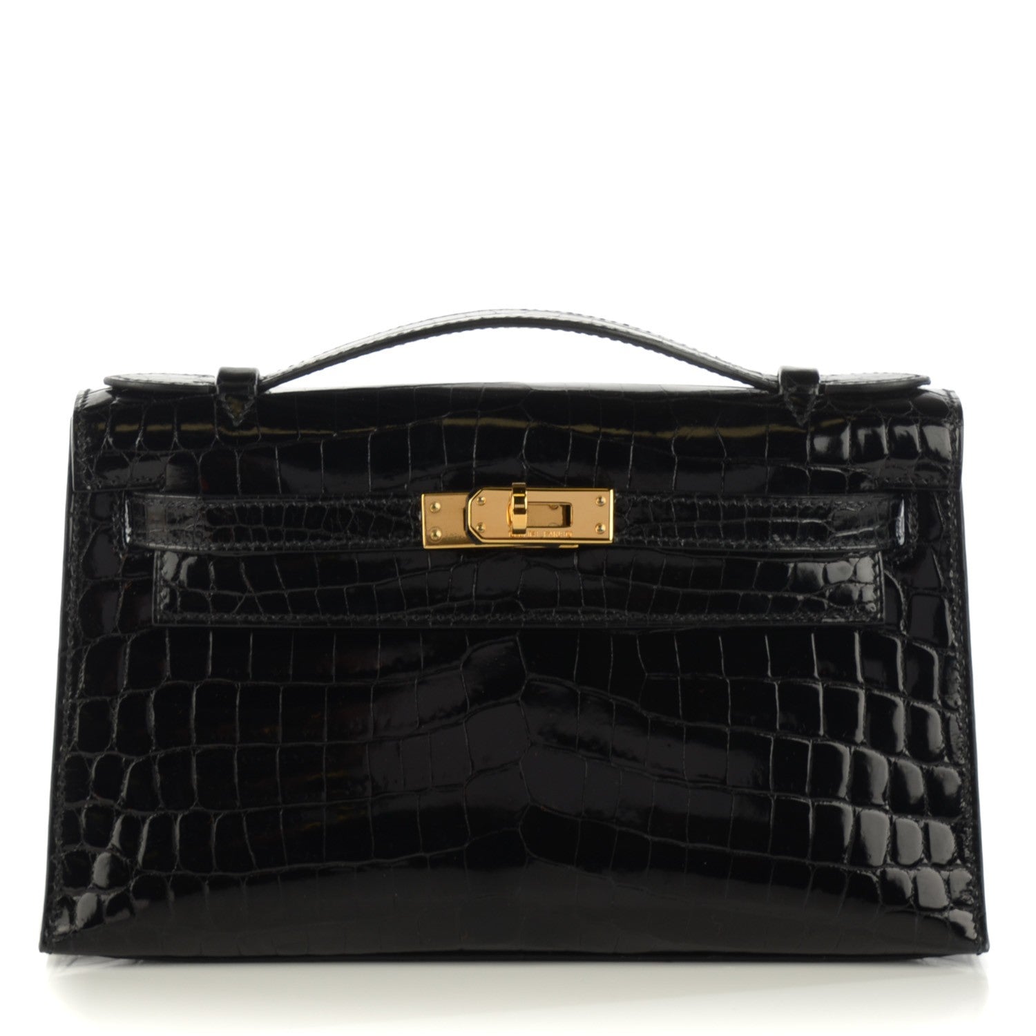 Hermes Shiny Niloticus Crocodile Kelly Pochette Black 2 of 34