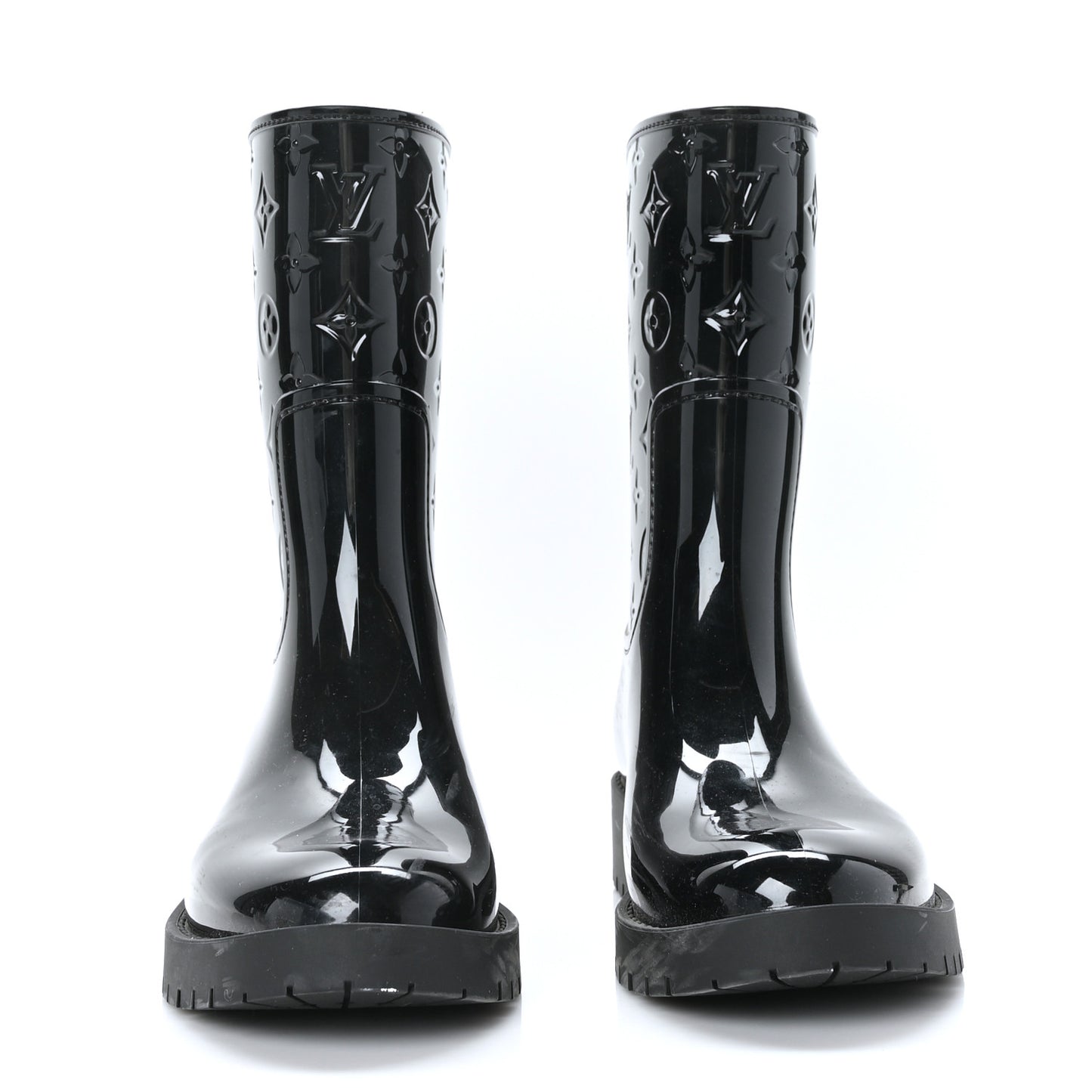 Rubber Embossed Monogram Drops Flat Half Boots 39 Black