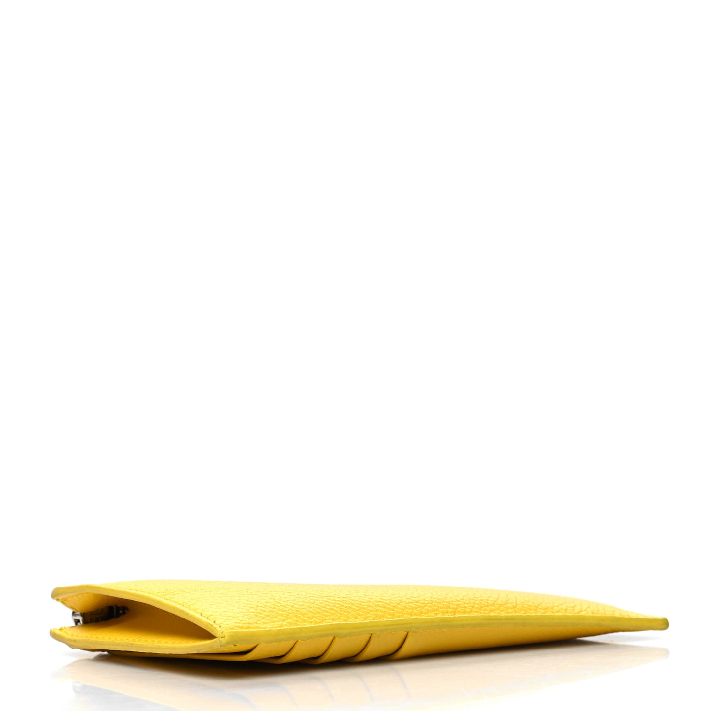 Grained Calfskin Logo Large Cash Long Coin Card Holder Yellow White