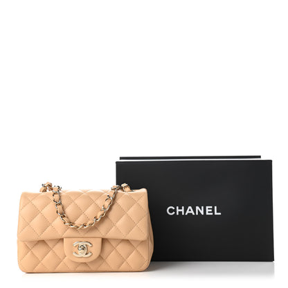 Chanel Lambskin Quilted Mini Rectangular Flap Beige 11 of 11