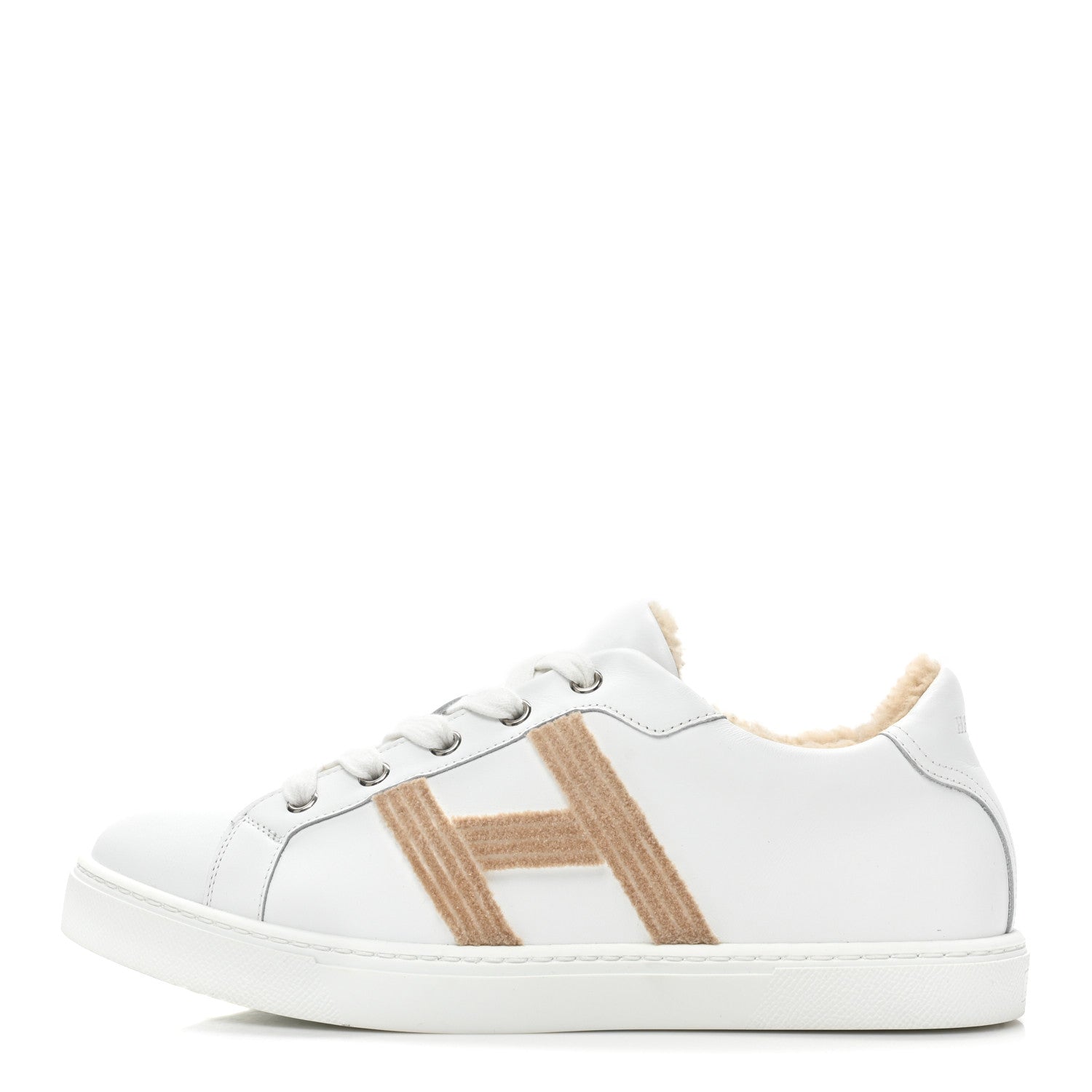Hermes Calfskin Woolskin Womens Avantage Sneakers 39 White 1 of 7
