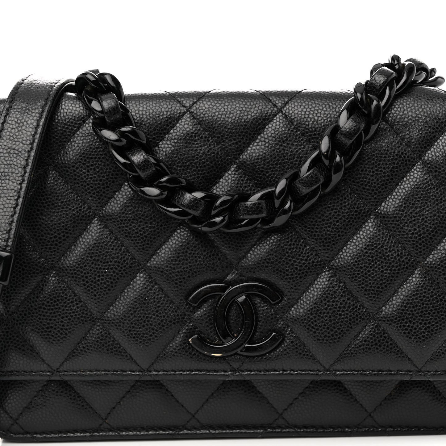 Caviar Quilted My Everything Wallet On Chain WOC Black