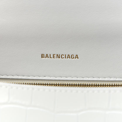 Balenciaga Shiny Calfskin Crocodile Embossed Small Hourglass Top Handle Bag White 6 of 8