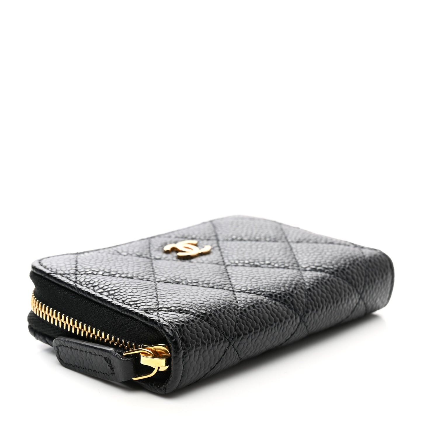 Caviar Quilted Zip Coin Purse Black