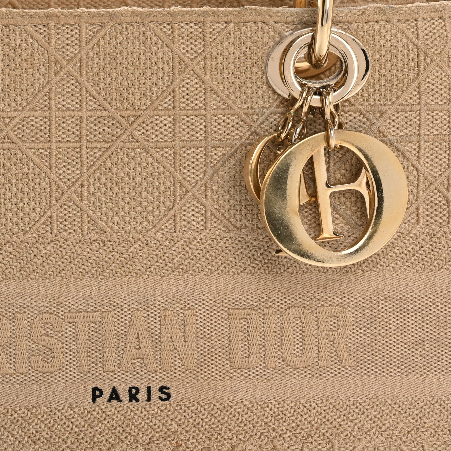 Christian Dior Canvas Embroidered Medium Lady D-Lite Beige 8 of 22