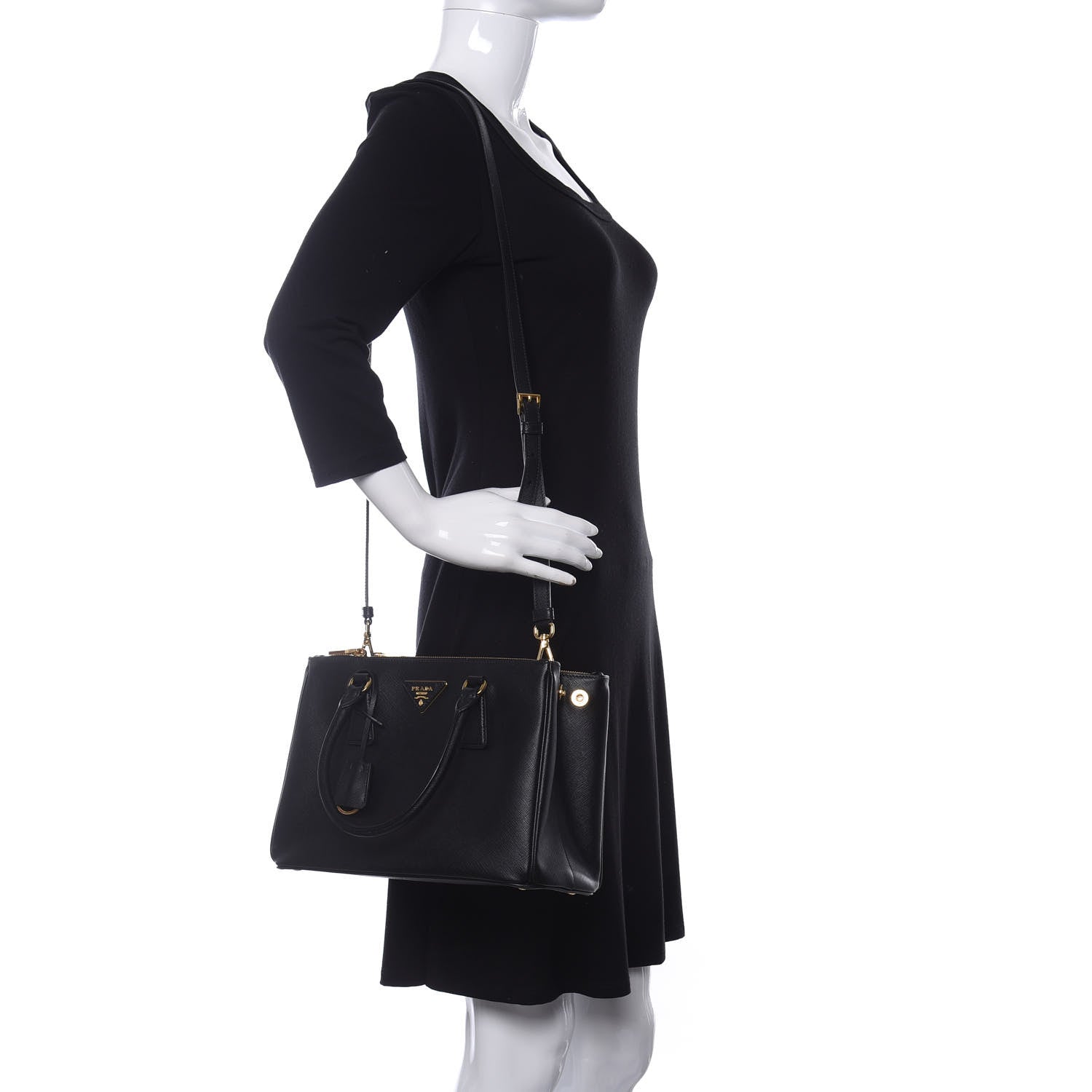 Prada Saffiano Small Galleria Double Zip Tote Black 4 of 25