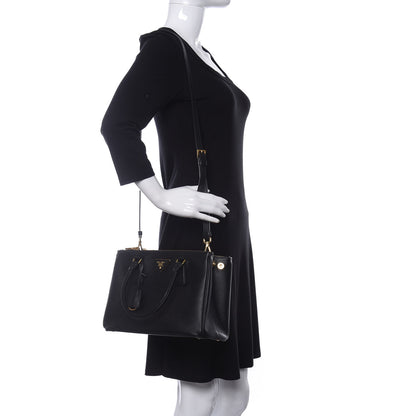 Prada Saffiano Small Galleria Double Zip Tote Black 4 of 25