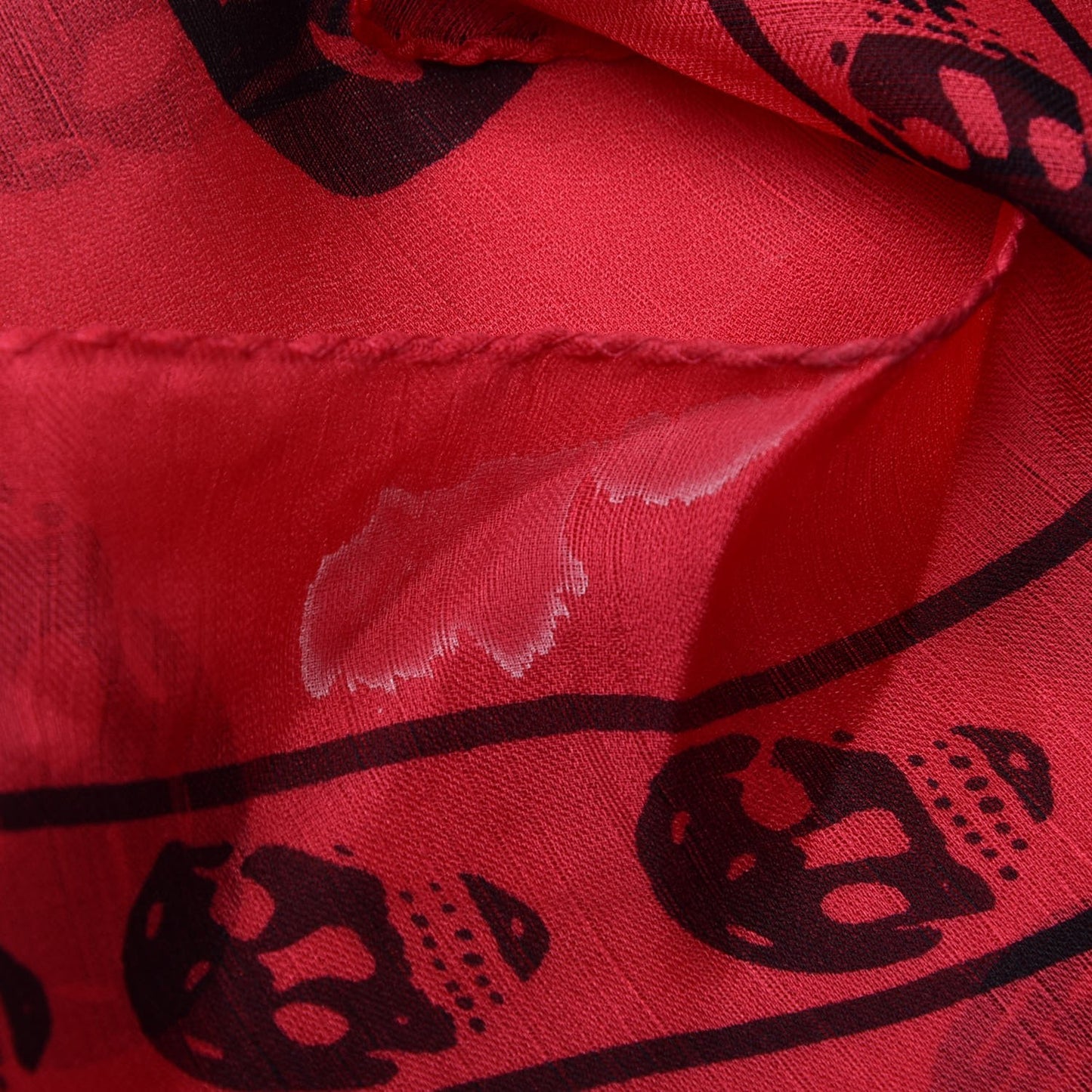 Silk Chiffon Skull Scarf Pink Black