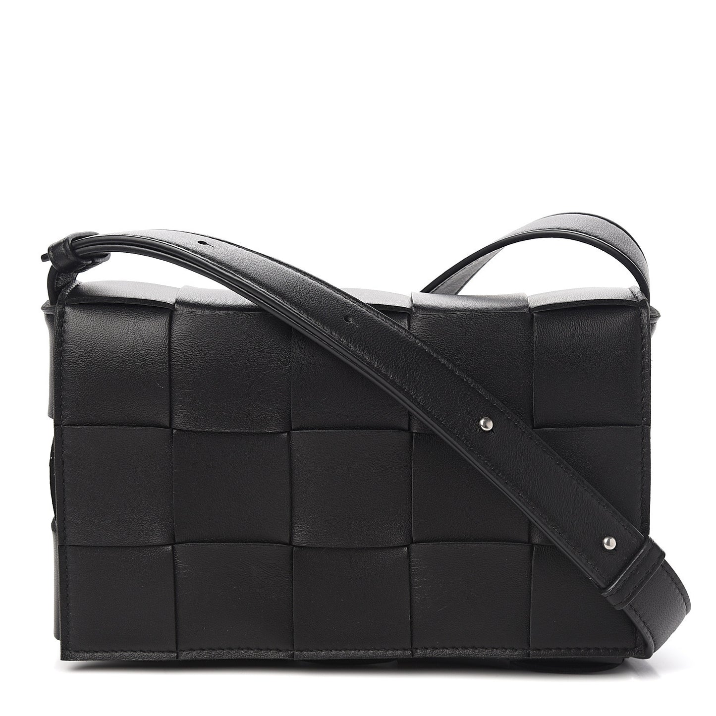Lambskin Maxi Intrecciato Cassette Crossbody Bag Black