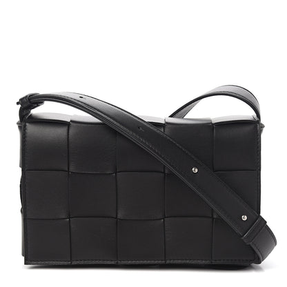 Bottega Veneta Lambskin Maxi Intrecciato Cassette Crossbody Bag Black 1 of 7