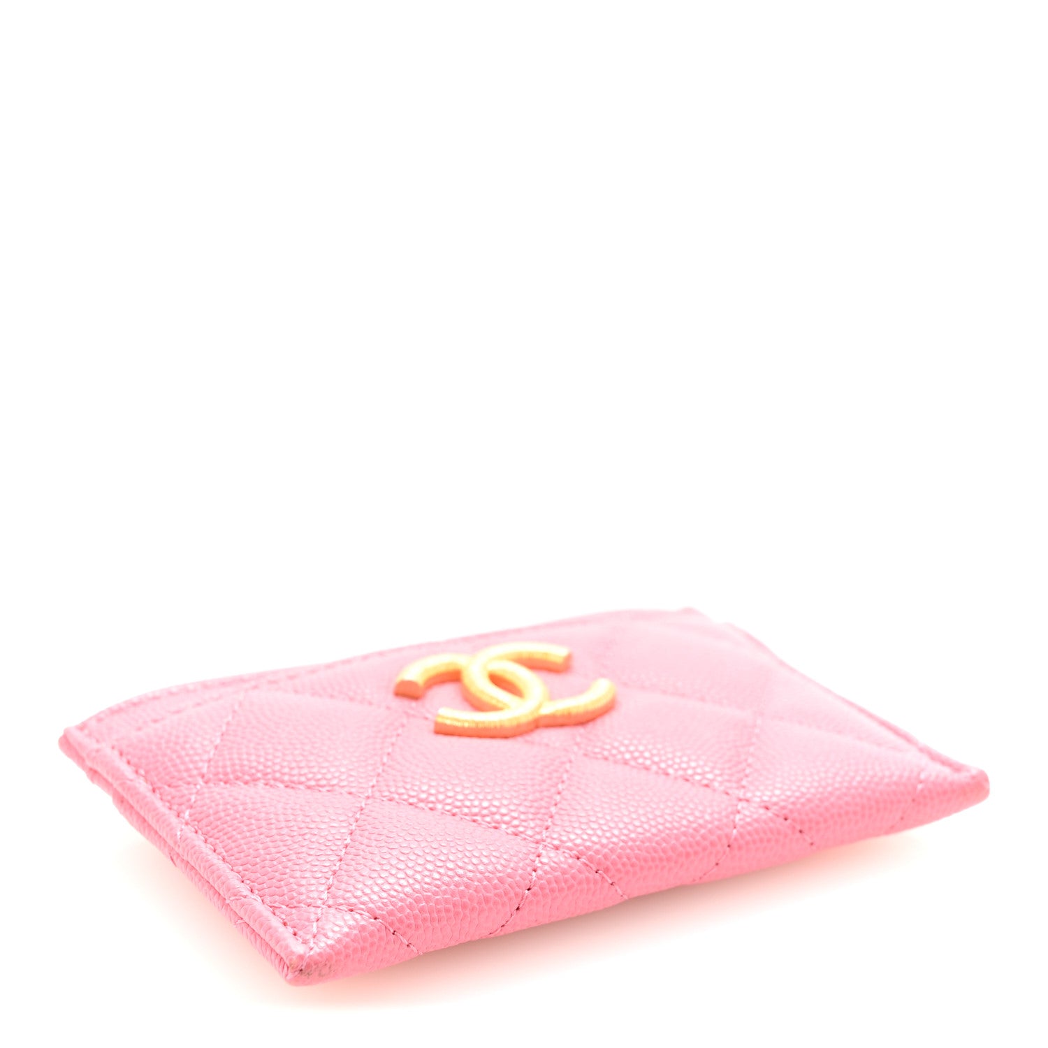 Chanel Caviar Quilted Textured CC Card Holder Pink 4 of 8